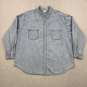 Vintage Levis Shirt Mens 2XL XXL Light Wash Denim Y2K Metal Buttons Long Sleeve